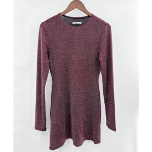 REFORMATION Pink Riley Metallic Blush Sparkle Long Sleeve Night Out Dress NYE